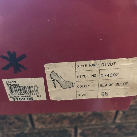 Black Siren Heels Diamanté Size 6.5 Suede - Picture 6 of 6